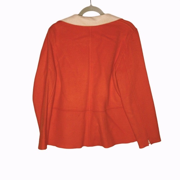 Harve Benard Wool Appliques Open Cardigan Sweater Jacket Orange Sz 10 - Picture 3 of 6